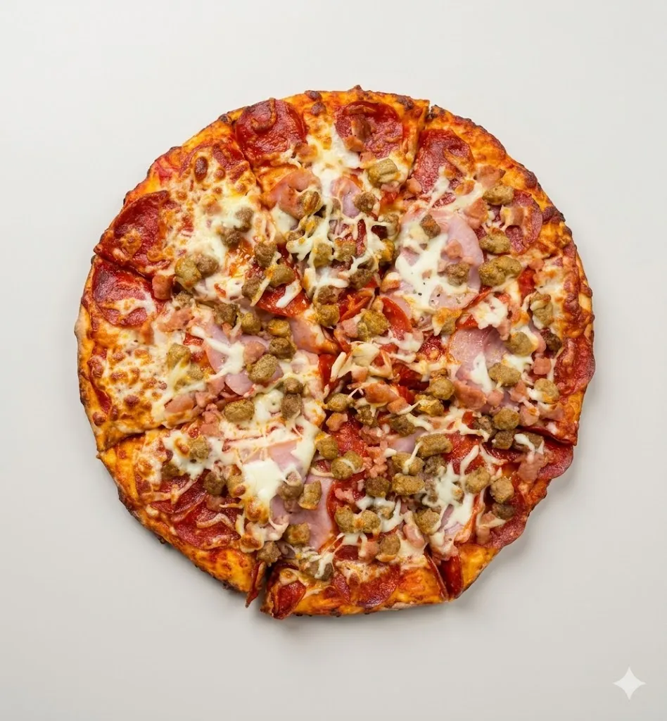 Die Hard Meat Lovers pizza at Pizzaa Doctors in Winnipeg